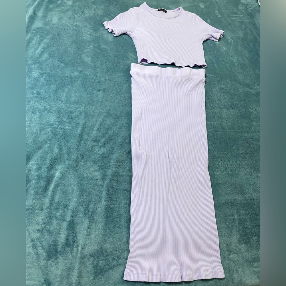 Solid Crop Top & Pencil Skirt Set